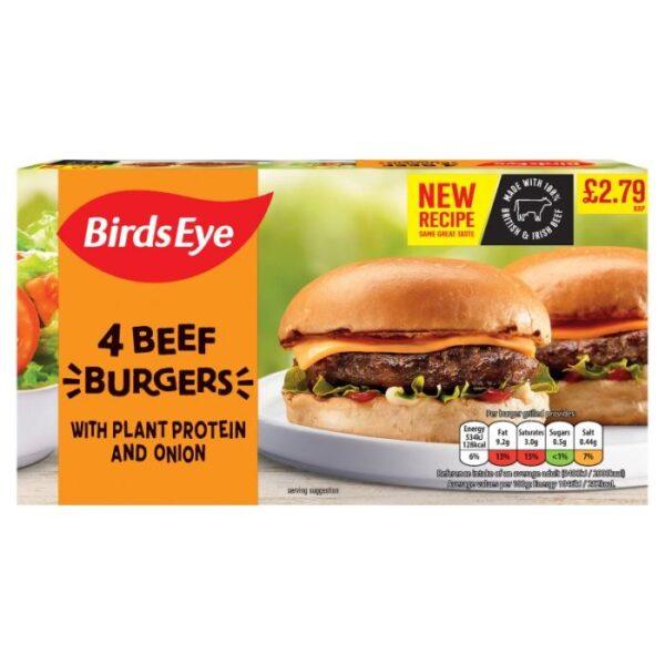 Birds Eye 4 Beef Burgers with Plant Protein Price Marked £2.79