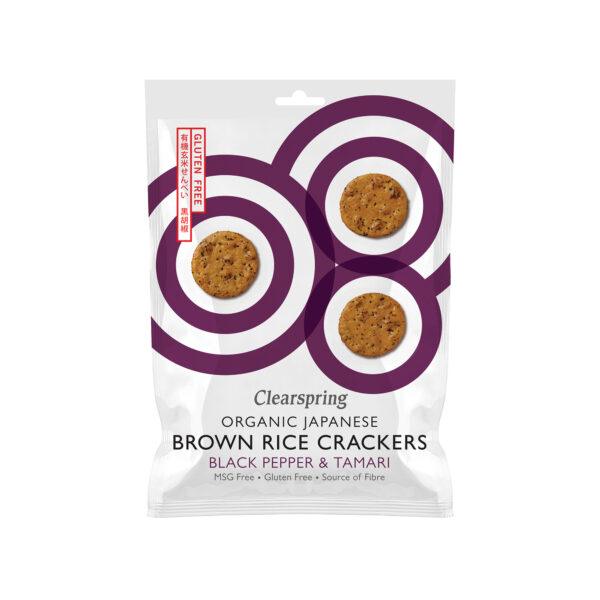Clearspring Japanese Brown Rice Crackers Black Pepper Tamari