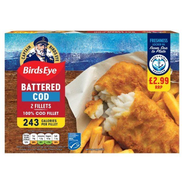 Birds Eye 2 Battered Cod Fillets Price Marked £2.99