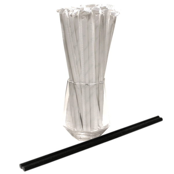 6mm Black Paper Straws Individualy Wrapped