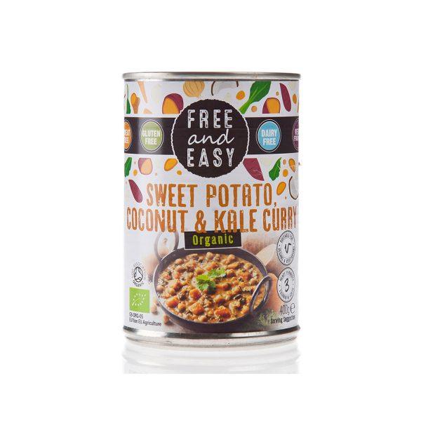Free & Easy Organic Sweet Potato Kale and Coconut Curry