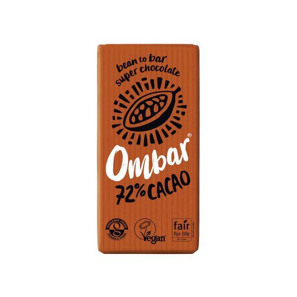 Ombar Organic Dark 72% Cacao Raw Chocolate Bar