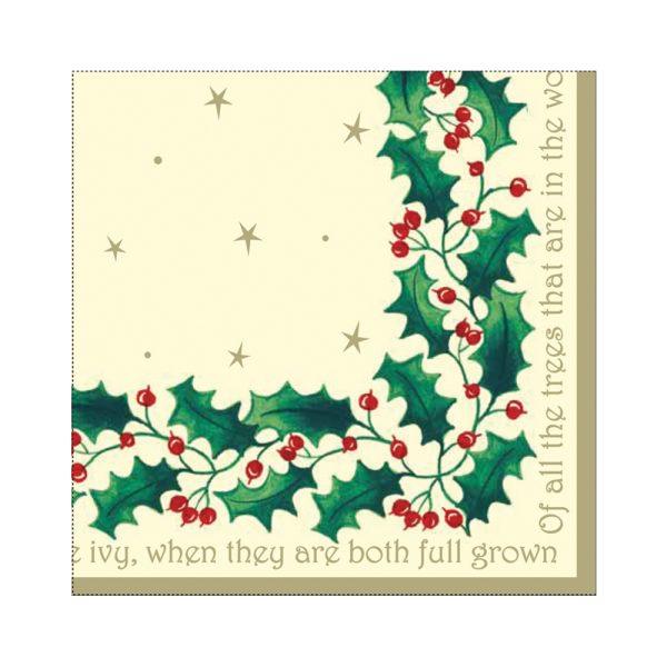2 Ply 33cm Christmas Holly & Berries Napkins