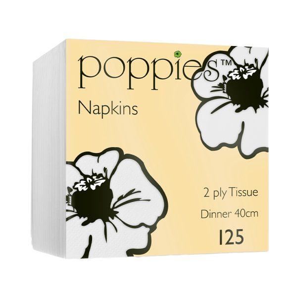 2 Ply 40cm 1/4 fold White Napkins